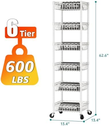 SINGAYE 6 Tier Shelf Wire Shelving Adjustable Storage Shelves Basket Rack - Image 3
