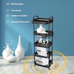 5 Tier Rolling Utility Cart with Drawer,REBECAT Utility Cart Made of Multifunctional Storage Organizer Tool for Kitchen,Bathroom,Living Room,Office(Black) - Image 3