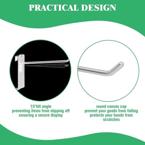 40Pcs 8" Gridwall Display Hooks Assortment Set, White Metal Grid Wall Panel Hanging Display Hook for Garage Shop Retail Storage, Wire Diameter 5mm/ 0.2” - Image 5