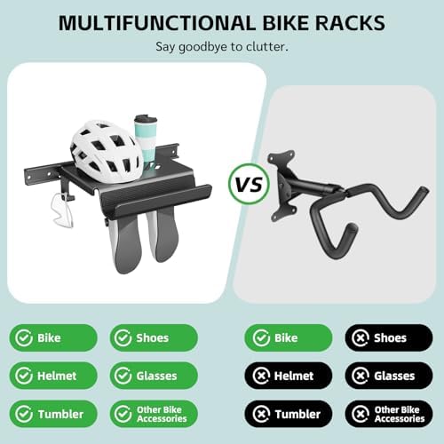 Bike Wall Mount Rack with Shelf and Hooks Saving space - Image 6
