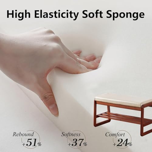 SOBIBO Solid Wood Shoe Bench, 2-Tier Wooden Entryway Bench, Modern Shoe Rack with Faux Leather Cushion for Hallway, Living Room (Gray, 39.4'') - Image 3