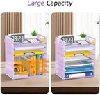 7 Tier Paper Organizer for Desk with Mesh Letter Trays and Handle Purple - Image 5