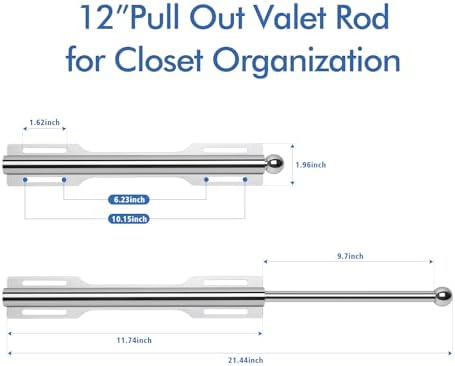 12" Valet Rod for Closet Pull Out (2 Pack, Chrome) - Image 3