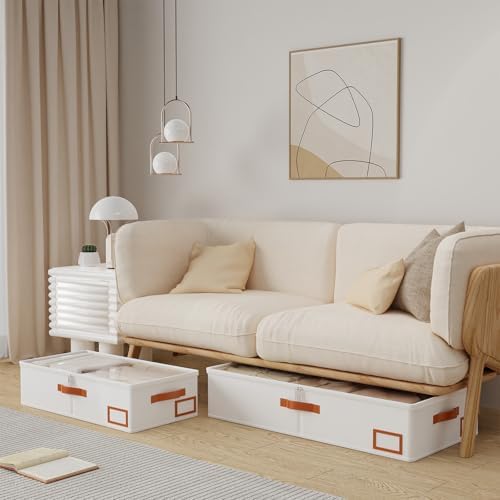 Yawinhe 27L Under Bed Storage Containers,2 Pack Blanket Bags,Beige - Image 2