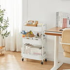 3-Tier Rolling Utility Cart with Caster Wheels,Easy Assembly, White - Image 4