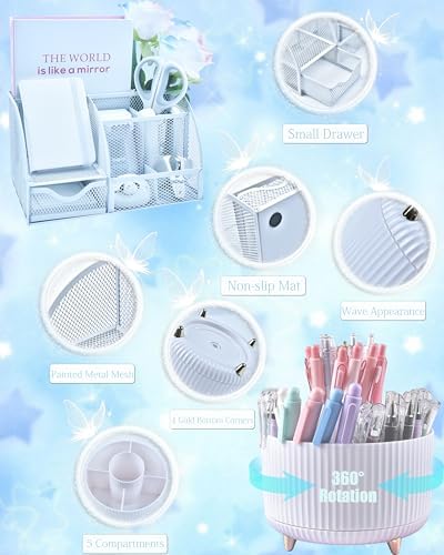 LXEVIHK White Desk Accessories 21-Piece Office Supplies Gift Set - Image 2
