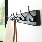 Dseap Coat Rack Wall: 38-1/4" Long, Patented, Heavy-Duty, 10-Double-Hooks Wooden Wall Mounted Coat Rack Coat Hanger Hook Rail for Winter Coats Hat Jacket Clothing, Black - Image 5