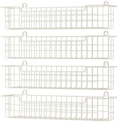 Spice Rack, 4-Pack Seasoning Organizer Wall Mount for Kitchen Storage Organization, Spice Holder Metal Shelf Saving Space for Cabinet, RV, Pantry, White by GUUKAR
