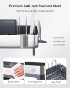 SUNLY Expandable Dish Drying Rack, Versatile Brackets for Pots & Pans, Space Saving Kitchen Drying Rack, Dish Racks for Kitchen Counter, Stainless Steel Dish Drainers with Extendable Spout, Gray - Image 4