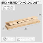 Homeforia 36 Inch Floating Shelves, High-End Solid Pine Wood, Set of 3 - Image 2
