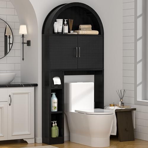 Spurgehom Over Toilet Storage Cabinet, Bathroom Arch Organizer, Black by Spurgehom