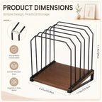 2 Pcs 5 Section Inclined Vertical Desk File Organizer Metal Frame Wood Base - Image 2