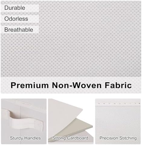 WUIKE Fabric Storage Bins with Lids, Decorative Boxes, Beige, Large, 3-Pack - Image 4