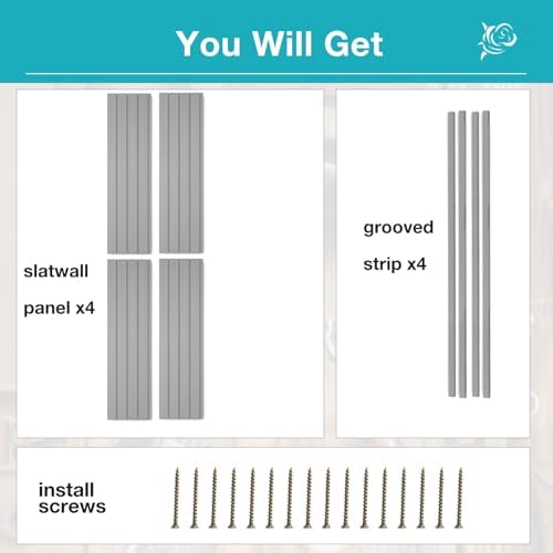 NeatiEase Slatwall Panel Wall Storage Systems, 4 x 4ft Slat Wall Paneling Garage Wall Organizer, Heavy Duty Wall Mounted PVC Wall Rack (Gray) - Image 4