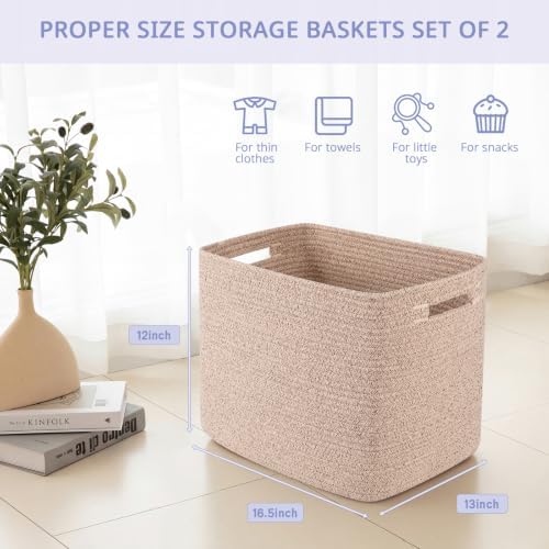 OIAHOMY 2 PACK Tall Storage baskets 42L Collapsible Storage Bins Pure Brown - Image 4