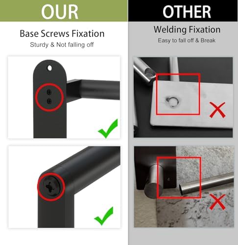 Double Towel Bar 32 Inch, Towel Racks for Bathroom, Wall Mount Bathroom Towel Holder, Stainless Steel Bathroom Towel Rack, Towel Rod Double Towel Hanger(Matte Black) - Image 3