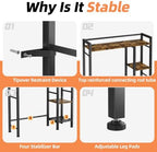 Over The Toilet Storage with Side Rack, 4-Tier Over Toilet Storage Rack with Thick Wood Top Shelf & 3 Small Side Shelves, Freestanding Bathroom Organizer for Bathroom, Laundry, Balcony (Vintage Brown) - Image 7