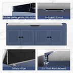 47.2" Storage Bench - Entryway Shoe Bench with Side Storage Shelves and 4 Doors, Multifunctional Entryway Bench with Lift Top Cushion, Shoe Storage Bench for Bedroom, Living Room, Navy Blue - Image 6