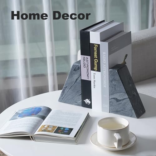 Karibiber Marble Bookends for Heavy Books, Decorative Book Ends for Shelves, Unique and Heavy-Duty Book Ends for Hardback Book & CDS, Stone Book Stopper, Modern Book Holder, Monte Grigi, Set of 2 - Image 2