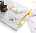 Genuine Marble Tray Bathroom Tray with Golden Handle, Natural Stone Decorative Tray with Metal Handle for Bathroom Kitchen Vanity Dresser Nightstand Desk, 11.8" x 7.9" Gray Color - Image 6