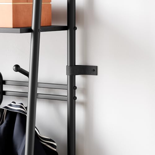 25" Hall Tree, Coat Rack with Shoe Rack, 4-Tier Shelf Entryway Shoe Bench with Storage, Freestanding Metal Frame Multifunctional Hallway Organizer with Hooks, Accent Furniture for Bathroom - Image 7