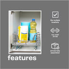 Household Essentials Chrome-Plated Steel Pull-Out Organizer with Artisanal Basket Detailing - Image 6