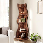 LITTLE TREE 70-Inch Corner Shelf, Seaweed Shaped Etagere Display Bookshelf, Freestanding 5-Tier Wall Shelves for Small Spaces, Living Room, Bedroom, Rustic, 1 Pack - Image 4