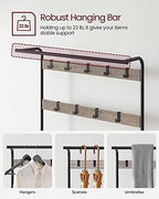 VASAGLE Coat Rack, Hall Tree with Shoe Bench, 4-in-1, 9 Removable Hooks - Image 4