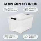 53 Quart Clear Plastic Storage Bins with Lids, Stackable Portable Lidded Storage Containers, Durable Totes for Home, Bedroom, Garage & Closet Organization - Image 5