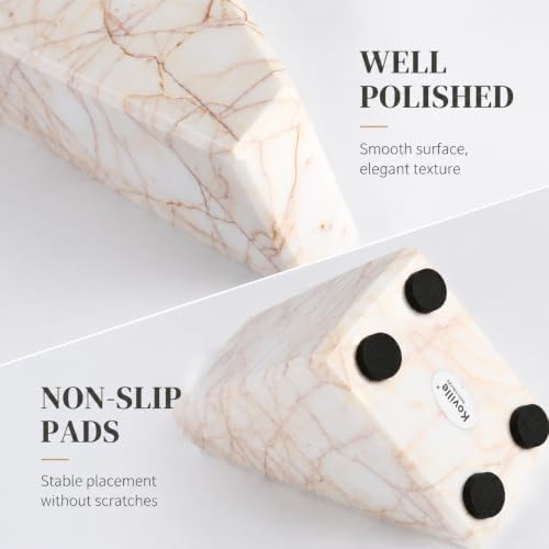 Koville Marble Bookends for Shelves, Large Bookends for Heavy Books, Natural Stone Book Stopper for Books CD Movies, Aesthetic Decorative Book Ends, Bookshelf Table Home Decor(Golden Spider) - Image 5