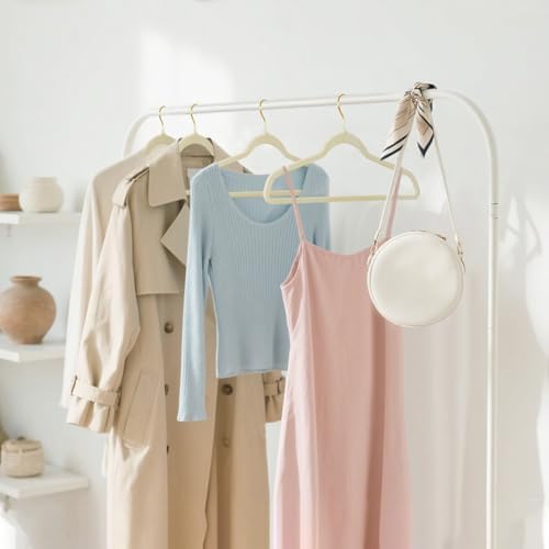 ManGotree Velvet Coat Hangers with 360° Swivel Gold Hook 66 Pack Beige - Image 7