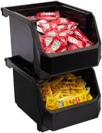ReadySpace Medium-Tall Stackable Plastic Storage Bins, 4-Pack, Black - Image 6