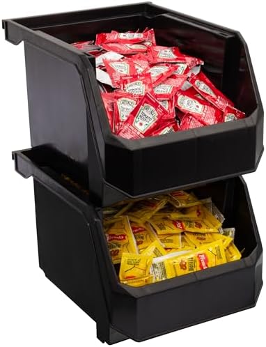 ReadySpace Medium-Tall Stackable Plastic Storage Bins, 4-Pack, Black - Image 6