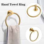 Brushed Gold Bathroom Hardware Accessories Set 5 Piece, Stainless Steel Bath Towel Bar Set 24 Inch,Toilet Paper Holder,Towel Ring Holder,Towel Rack Set,Gold Bathroom Accessories Kit - Image 4