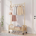 MYUPDALIN Rolling Metal Clothes Rack with Shelves & Storage Basket, Gold by MYUPDALIN