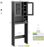 Over the Toilet Storage Cabinet for Bathroom, Storage Organizer Over Toilet, Bathroom Space Saver with Tempered Glass Doors, Gray - Image 2
