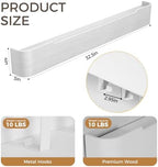 Coat Rack Wall Mount with Shelf Entryway Shelf Modern Key Holder Hanger Wall Shelves with Hidden Hooks for Hanging Towels Coats Hats Bags for Hallway Bathroom Bedroom(White, 8 Hooks) - Image 2