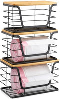 ALOCEO 3 Pack Stackable Storage Bins with Lids, Stainless Steel Trash Bag Dispenser Roll Holder for for Kitchen Sink, Laundry, Pantry Organizer and Storage by ALOCEOWallHooksAdhesive