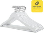 White Wooden Hangers 30 Pack Slim Coat Hangers for Closet with Smooth Finish,Shirt,Suit,Dress,Heavy Duty Clothes Hanger - Image 6