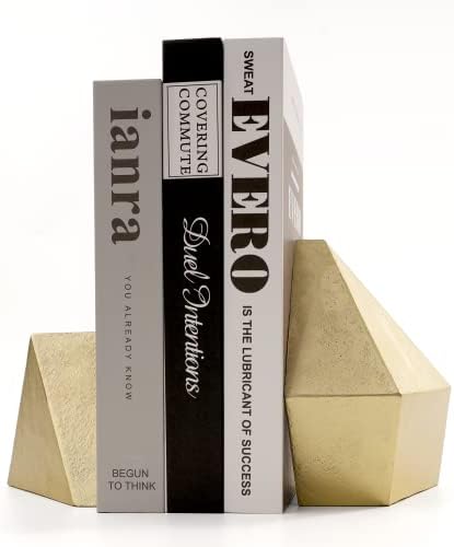 Ambipolar Decorative Gold Cast Iron Bookends, Home Decorative Bookends for Heavy Books, Abstract Bookends for Bookshelves, Office Desk, Living Room Decor - Image 2