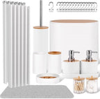 25 PCS White Bathroom Accessories Set丨Shower Curtain Bathroom Accessory by Viowil