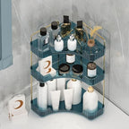 Corner Bathroom Counter Organizer Bathroom Countertop Shelf Makeup Organizer for Vanity Perfume Tray for Corner Storage (3 Tiers, Blue) - Image 5