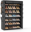 VTRIN Shoe Rack with Cover, 7 Tier Shoe Organizer Storage for 35-40 Pairs Shoes and Boots Large Capacity Tall Shoe Shelf with 8 Pockets Free Standing Shoe Rack for Closet, Entryway, Garage by VTRIN
