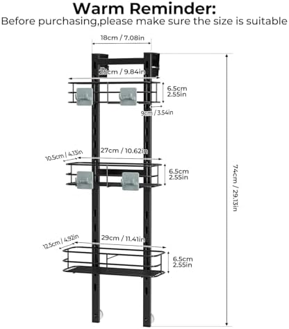 ODesign 3-Tier Over the Door Shower Caddy Hanging,Black - Image 3
