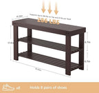 Sweetcrispy 3-Tier Shoe Rack Bench for Entryway, 35 Inches, Brown - Image 3
