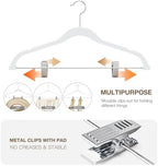 Korpai 36-Pack White Velvet Hangers with Clips Adjustable,Adult Hangers,Outfit Hanger,Heavy-Duty,Felt,Non-Slip,Space Saving, for Pants, Skirts, Suits,Coats, Dresses ect. - Image 3