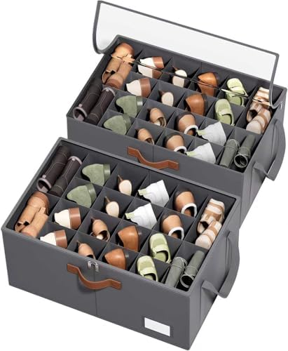 Shoe Organizer for Closet, Fits up to 40 Pairs, Gray, 2 Pack by ISusaid