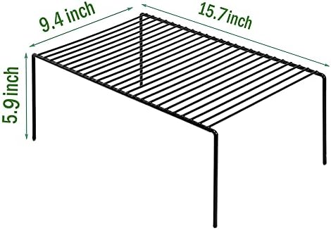 Redrubbit 6 Pack Large (15.7 x 9.4 Inch) Cabinet Storage Shelf Rack, Rustproof Kitchen Counter and Cabinet Shelf, Storage Rack Organizer for Kitchen, Fridge, Bathroom, Black - Image 3