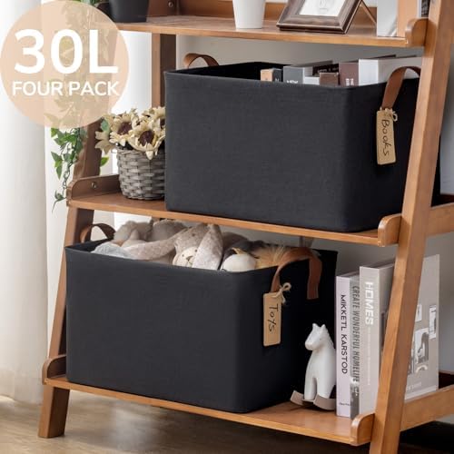 CHICVITA 30L Large Fabric Closet Baskets for Shelves, 4Pack, Black - Image 5
