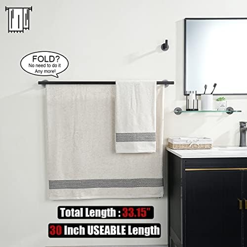 JQK Double Bath Towel Bar, Oil Rubbed Bronze 33 Inch 304 Stainless Steel Thicken 0.8mm Towel Rack for Bathroom, Towel Holder Wall Mount, Useable Length 30 Inch 2 Pack, TB100L30-ORB-P2 - Image 3